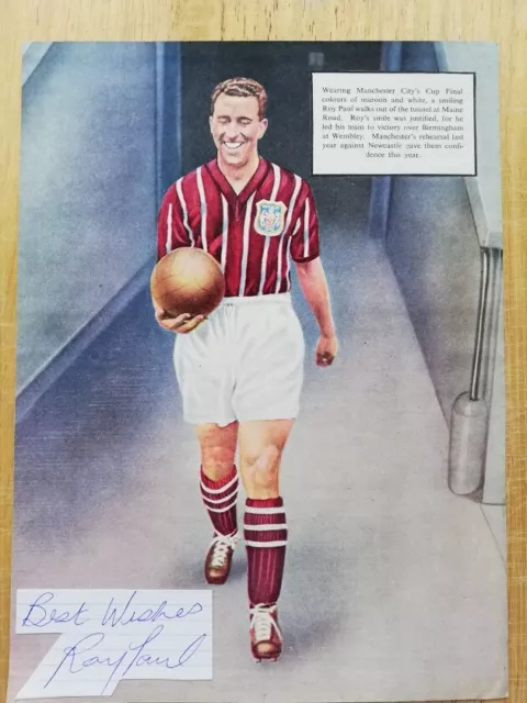 Roy Paul Manchester City Legend Hand-Signed Vintage Book Picture