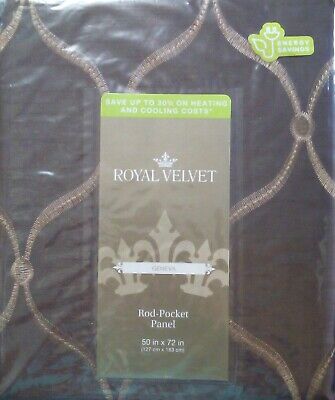 Panel de bolsillo de una varilla Royal Velvet GINEVA 50""x72"" JC Penney Mystique marrón