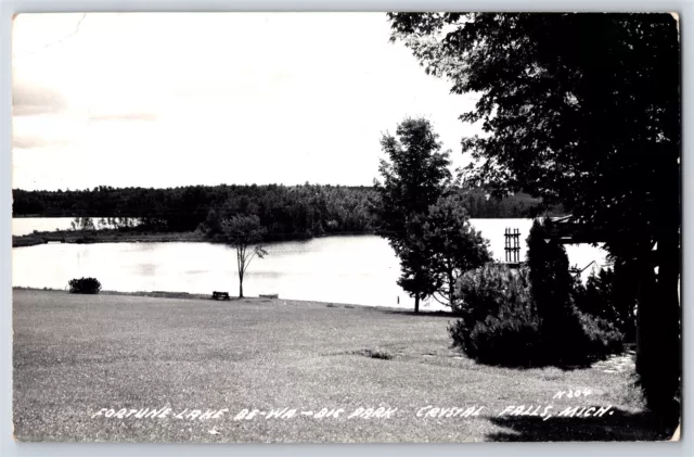 Postcard MI Crystal Falls Michigan Fortune Lake BeWaVic Park RPPC c1950s R83