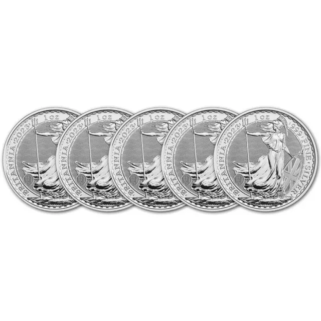 5X 2023 Great Britain Silver Britannia £2 King Charles 1 oz COINS BU - IN STOCK!