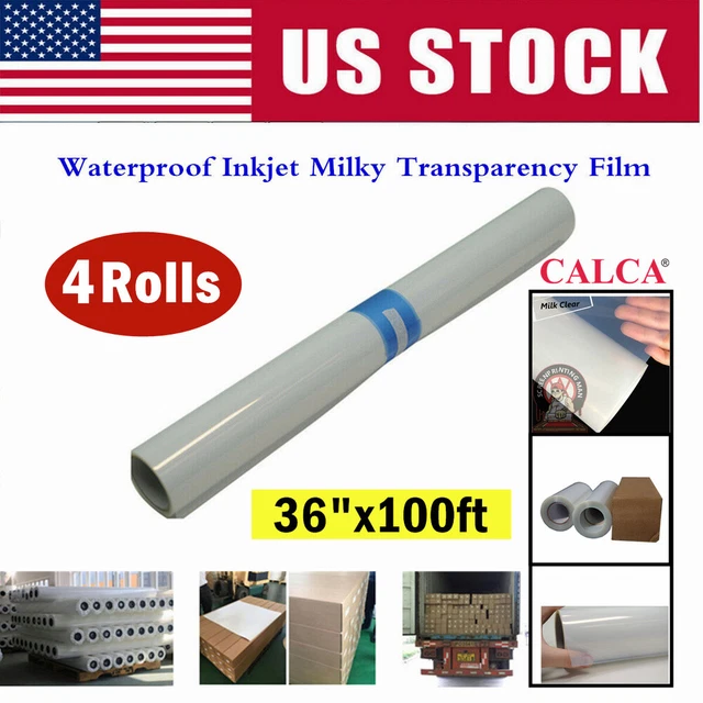4Rolls 36"x100ft Waterproof Inkjet Milky Transparency Film Silk Screen Printing
