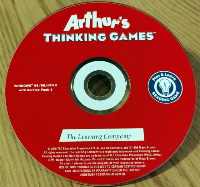 Arthur's Thinking Games Retro PC Disc by Marc Brown & TLC [Tested] Kids Puzzles