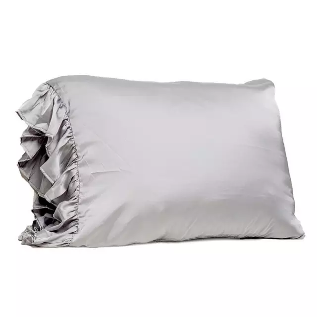 Gray Ruffled Satin Pillowcase King Size Pack of 3