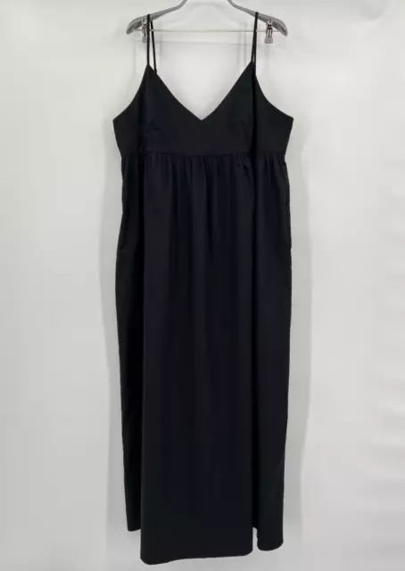 Quince Women's Black Organic Cotton Sleeveless Maxi Dress sz XS NWT Pockets