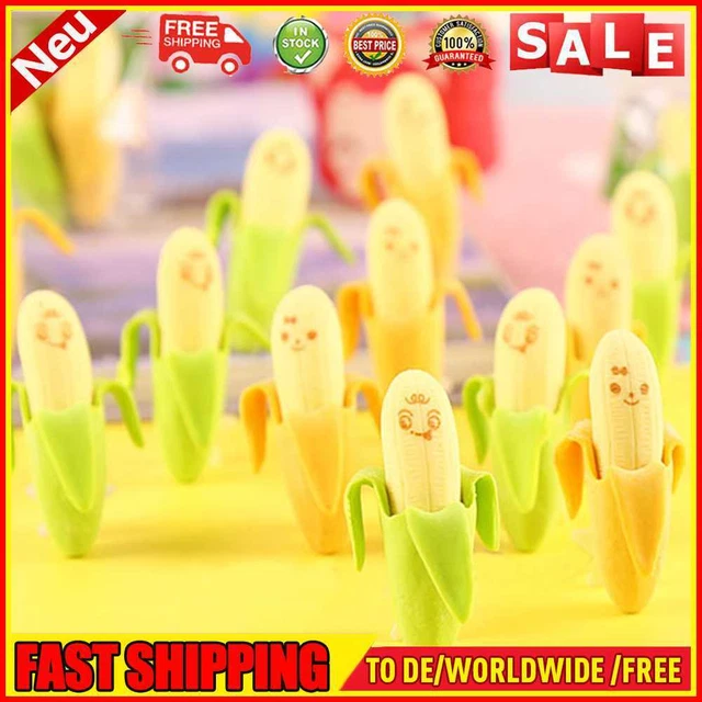 2pcs reizender netter Bananen-Frucht-Art Gummi Bleistift Radiergummi Spielzeug