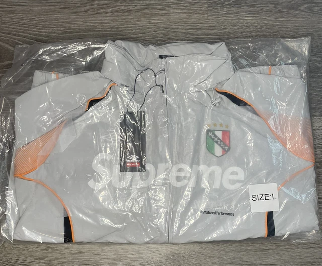 NWT SUPREME UMBRO Windbreaker Jacket mens large light gray/black/orange