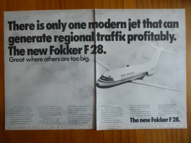 9/1978 Pub Fokker Aircraft Holland F28 Air Airline Ring Original Ad
