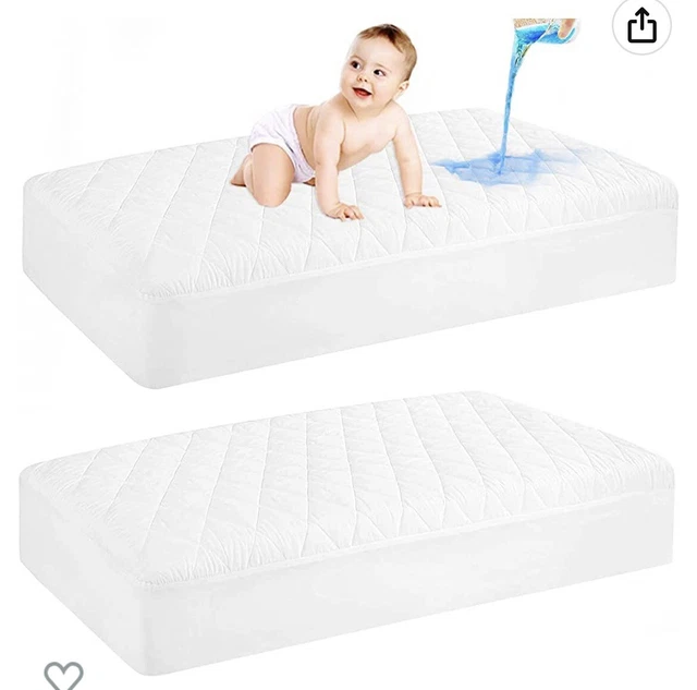 Paquete de 2 protectores de colchón impermeable para cuna para bebé - ultra suave - colchón de cama para bebé
