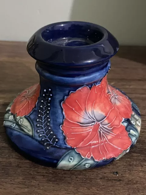 Beautiful Old Tupton Ware Candle Stick in Moorcroft Pottery Style Blue Red