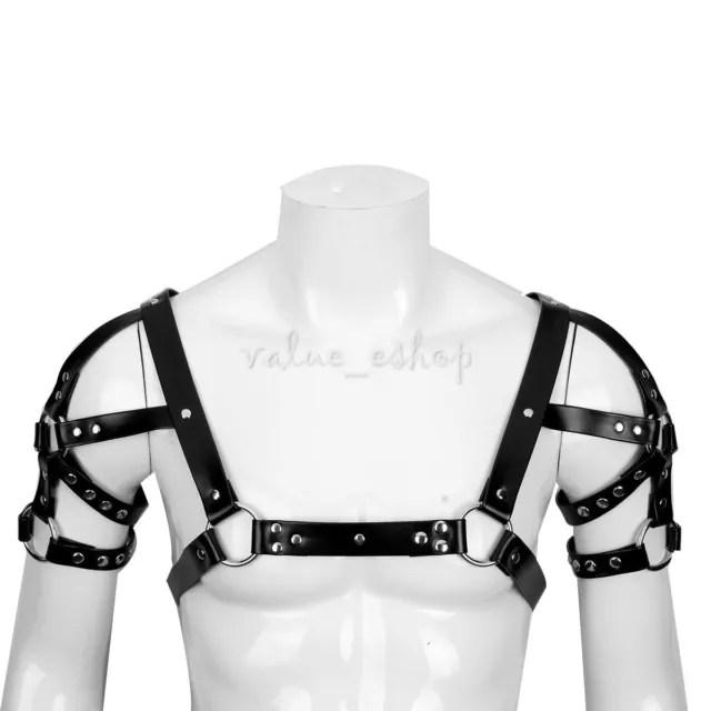 Men's PU Leather Chest Body Harness Gay Buckles Punk Party Clubwear Costume  Gay
