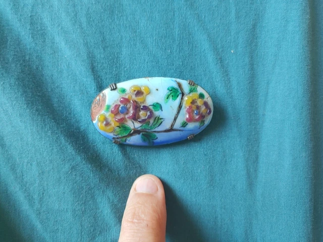 Ancienne magnifique Broche papillon couleur or émaux cristaux bijou