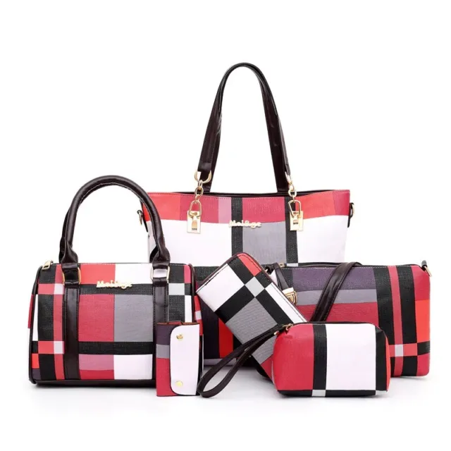 Shoulder Crossbody Purse Fashion Luxury Handbag 6pcs Set Women Red Travel Cute