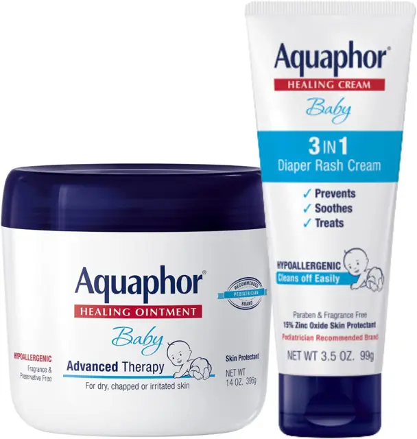 Aquaphor Baby Skin Care Set - Fragrance Free, Prevents, Soothes and Treats Diape