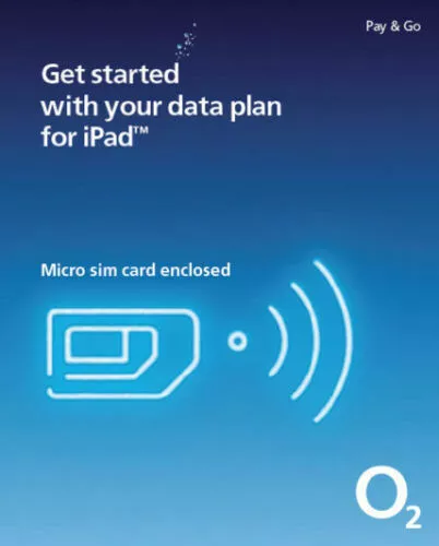 O2 Pay & Go Mobile Broadband Data SIM Card for iPad - Tablets 5G  up to 20GB !