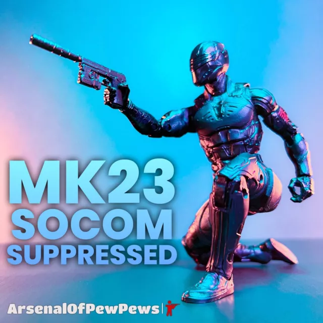 MK23 SOCOM w/Suppressor  [Set of x2]- 1:12 Scale 3D Printed Action Figure Guns