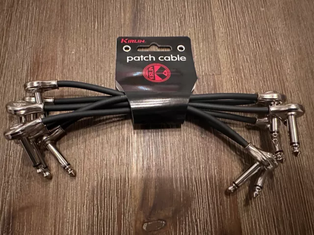 6-PACK 6”  Kirlin 1/4" Mono Black Right Angle Patch Cables - Ships Free!