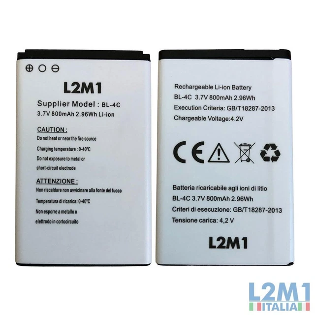 Batteria BL-4C Li-ion 3.7V 800mAh Per Telefoni Brondi Window/President/King/Fox - Ricambio Compatibile - Foto 5