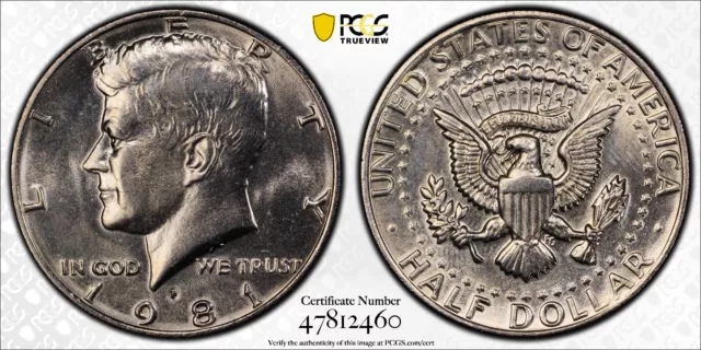 1981 P 50C KENNEDY HALF DOLLAR PCGS MS64 Protected by Gold Shield & TrueView