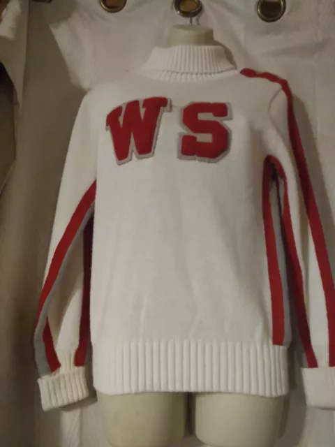 VINTAGE Cheerleader Sweater Women's size 36 50s 60s WS Western State Red White