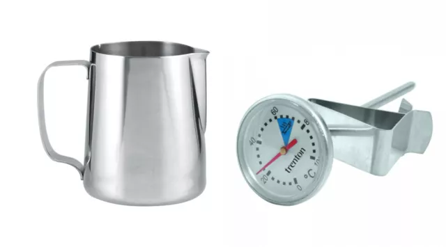 400ml Espresso Coffee Stainless Steel Jug & Milk Frothing Thermometer