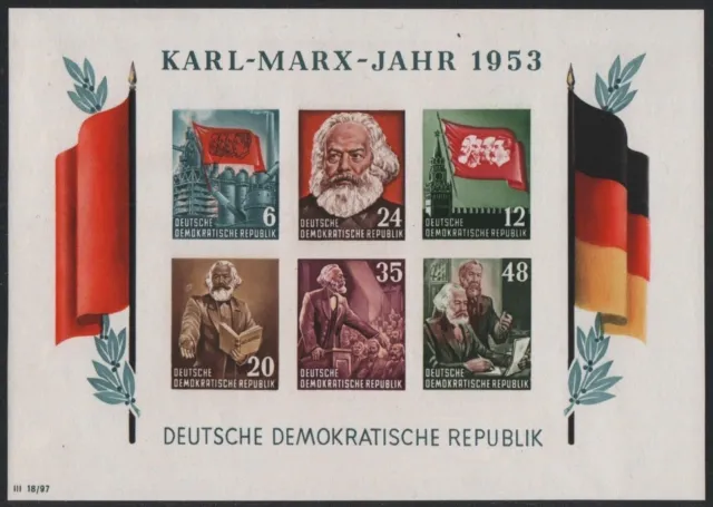 DDR 1953 - Mi-Nr. Block 8 B YII ** - MNH - Karl-Marx-Jahr