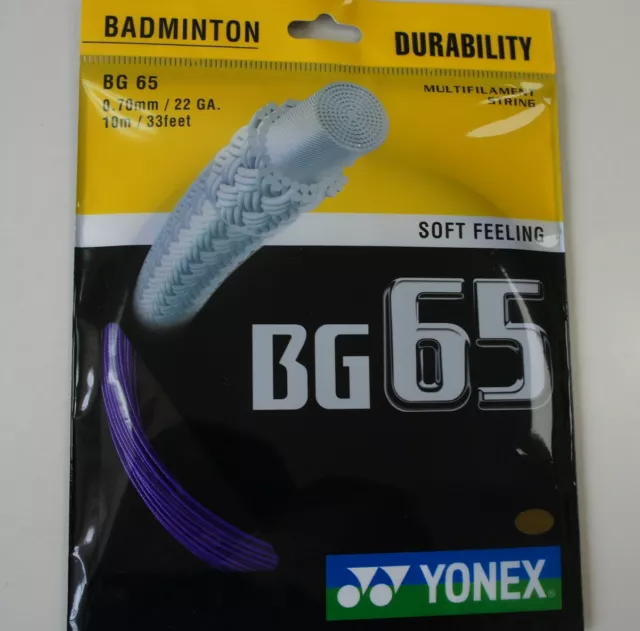 10 Packs of YONEX Badminton String, BG-65 Violet (Purple), Made in Japan