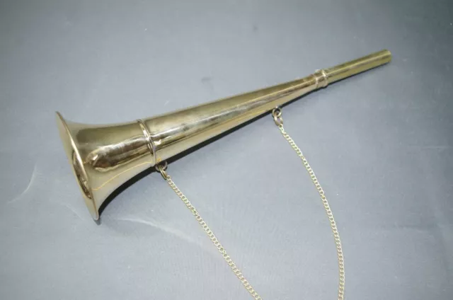Messing Stethoskop Hörrohr Hearing Pipe Hörmaschine Ear Trumpet 37 cm mit Kette