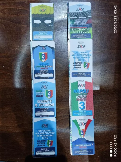 8 Biglietti commemorativi EAV Tricolore Scudetto Napoli 2022/2023 