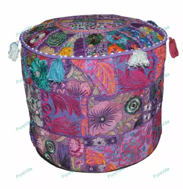New Indian Floral Pouf Ottoman Foot Stool Cover Poof Floor Pillow