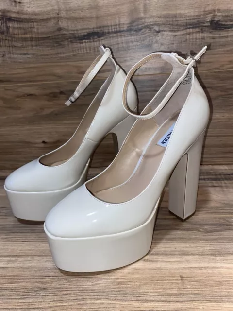 💎SIZE 10M💎 STEVE MADDEN Womens Beige Platform Skyrise Toe Block Heel Pumps