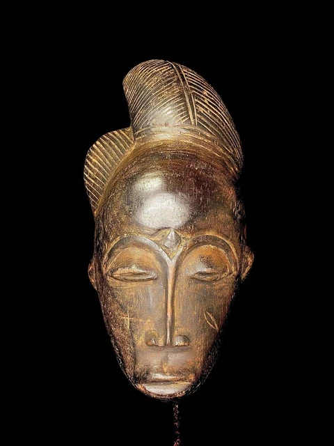Maschera africana antica arte tribale faccia vintage scultura in legno guro...