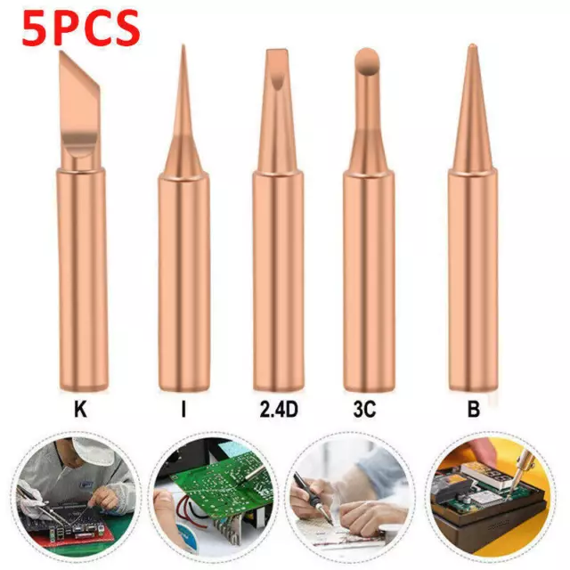 5X 900M-T Metal Solder Screwdriver Iron Tips For Soldering Rework Tool Copper BU