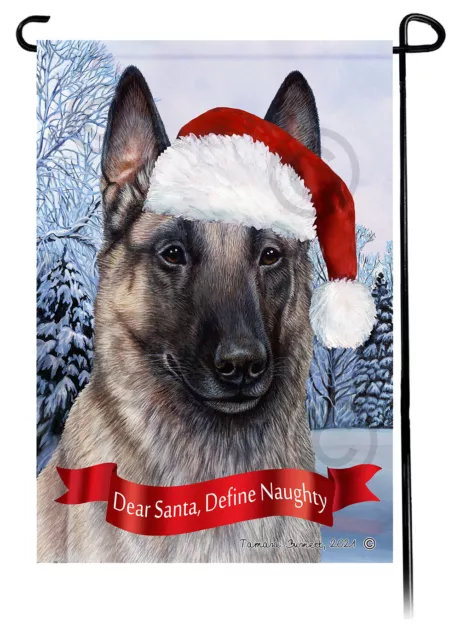 Dear Santa, Define Naughty Garden Flag - Grey Belgian Malinois 015D