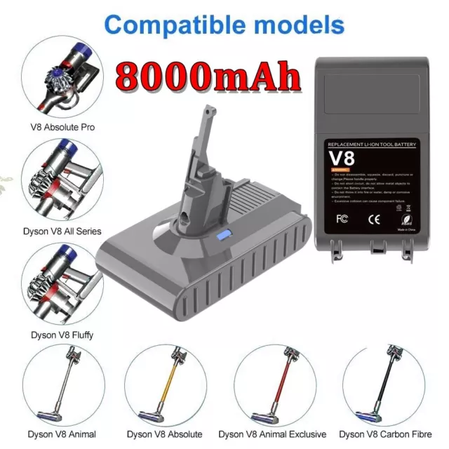 8000mAh V8 Batteria Al Litio per Aspirapolvere Dyson V8 SV10 V8 Absolute Fluffy 3