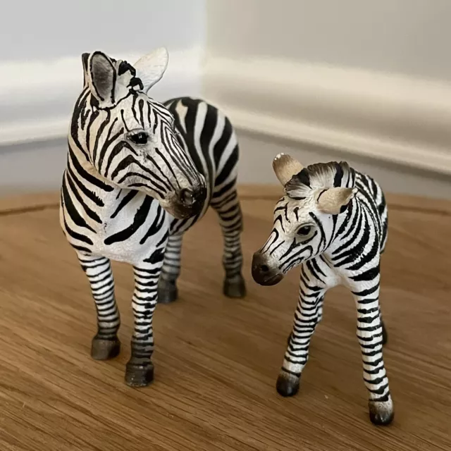 Schleich Zebra’s Mother and Foal Figurines - Very Nice!
