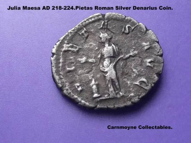 Julia Maesa AD218 -224.Pietas Roman Silver   Denarius Coin. AH6934. 2