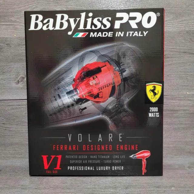 Secador de pelo de lujo profesional rojo Babybliss Pro V1 Volare diseño Ferrari...
