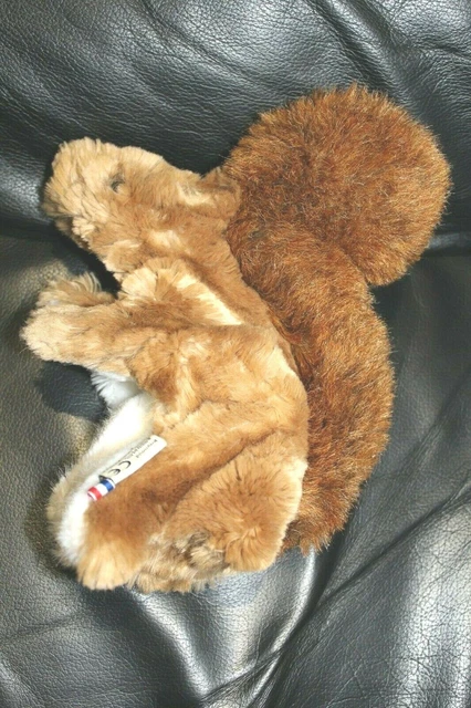 Doudou peluche marionnette écureuil marron blanc  LES PETITES MARIE