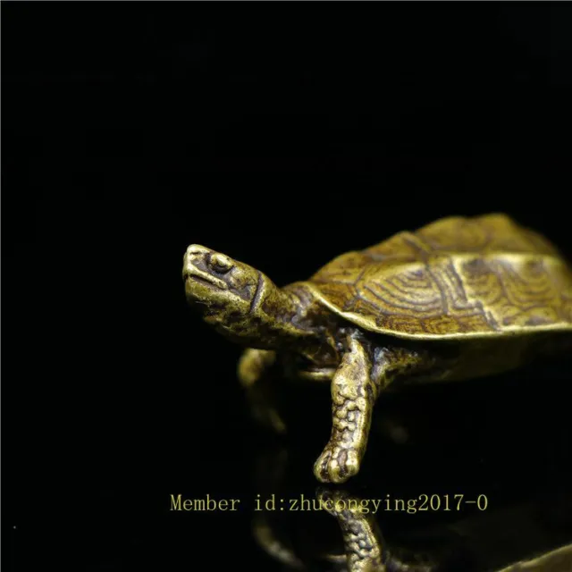 Chinese Pure copper bronze solid Little Turtle statue figure table decoration