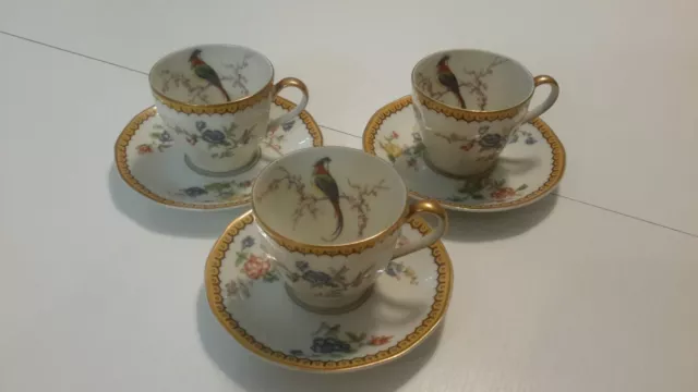 Theodore Haviland Limoges France Eden chocolate cups & saucers RARE set of 3