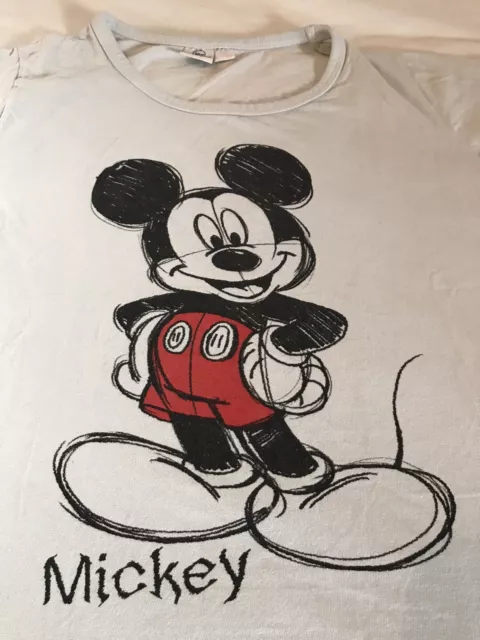 Kids Vintage Disney Mickey Mouse T Shirt White Size 7-8 Years Girls Boys Child