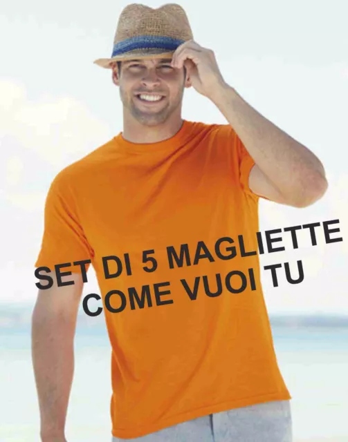 Set 5 Pezzi Maglietta Maniche Corte Uomo Fruit Of The Loom Valueweight T-Shirt