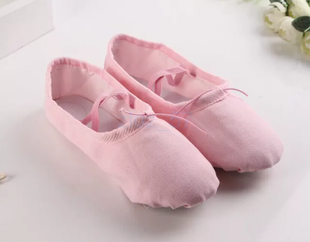 2024 Au Stock Child To Adult Ballet Jazz Dance Canvas Shoes Leather Split Sole