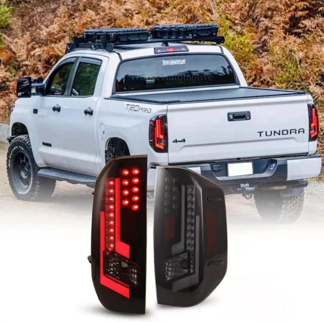 Full LED Tail Lights 2014-2021 For Toyota Tundra Rear Smoke Brake Signal Lamps