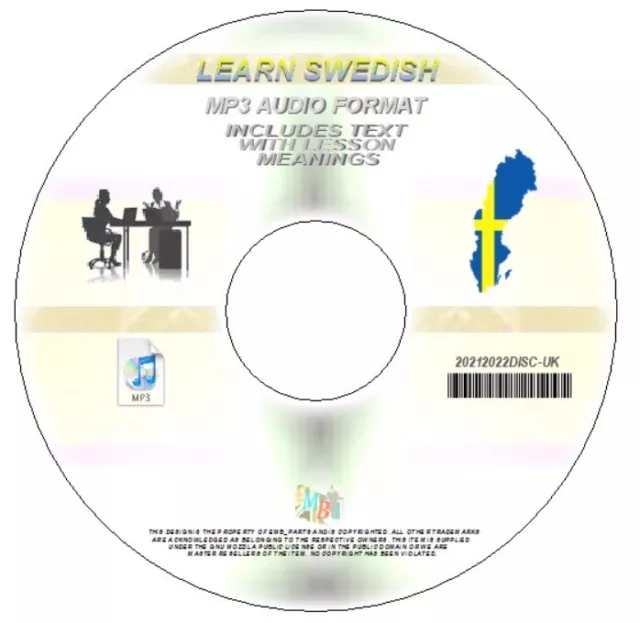 LEARN SWEDISH Complete Language Training Course MP3 AUDIO CD uk post