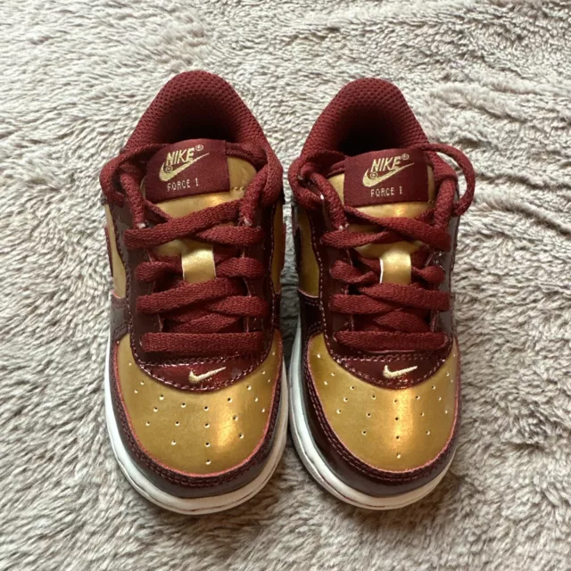 NIKE AIR FORCE 1 Low GS Iron Man boys Red Gold 2010 $99.99 - PicClick