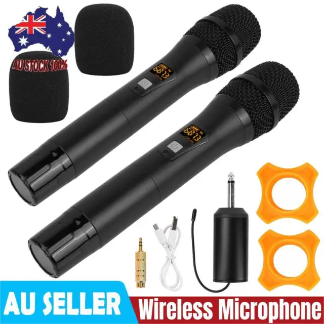 Wireless Microphone Professional Dual UHF Cordless Dynamic Karaoke Mic System