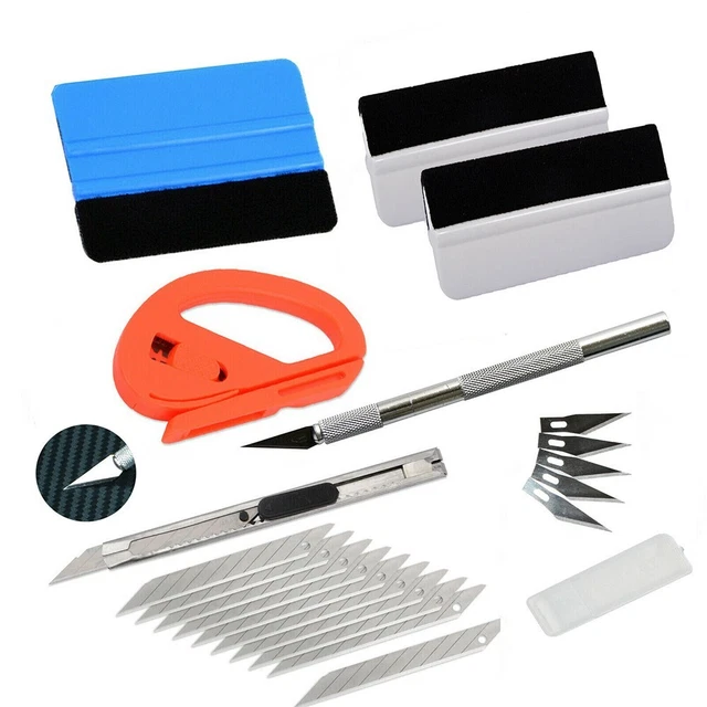 Kit Pose Film Dimiff - Raclette Feutre, Cutter Lame 30°, Pour Vitre, Voiture Ou Papier Peint