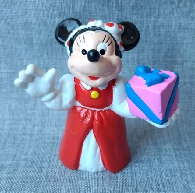 VINTAGE 80s Disney Minnie Mouse Figure Dress Birthday Cake Topper 2" Applause 1A