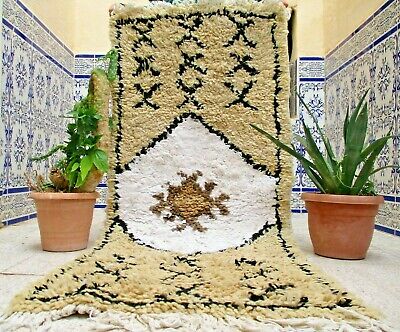 Vintage Moroccan Azilal Rug Handmade Area Carpet Old Berber Kilim Tribal wool